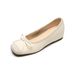 French Square Head Single Shoes Women's One-pedal Bow Thick Sole Inner Height Increase Shallow Mouth Grandma Shoes_vogvips.com