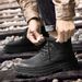 Big Yellow Boots Martin Boots Fleece Thermal Short Boots Medium Tube Large Size Boots Leather Splicing Casual Boots_vogvips.com