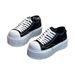 Distressed Color-Block Loafers - Women's Chunky Platform Sneakers (3.5cm Lift, Vintage-Inspired White & Cream, Comfortable Round-Toe Design)_vogvips.com