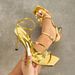 Factory Direct Sales Cross-border Foreign Trade Women's High-heeled Shoes With Gold Butterfly Design, PU Leather Square_vogvips.com