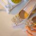 Crystal High Heels Women's Wedding Bridal Shoes Summer New Mid Heel PU Material Pointed Toe Dress Shoe_vogvips.com