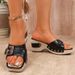 Plus Size Women's Strappy Wedge Sandals With Buckle Detail – Chunky Heel Open-Toe Summer Beach Shoes In Black, White, Green & Brown_vogvips.com