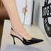 7317-A9 Fashionable Party Rhinestone Pointed Toe Shallow Mouth Single For Women Elegant Hollow Back Strap Thin Heel_vogvips.com