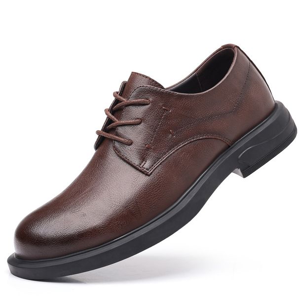 Men's Business Formal High-end Genuine Leather Casual Black British Style Solid Color Height-increasing Wedding Shoes_vogvips.com