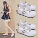 Breathable Velcro Mary Jane Flat Loafers Casual Shoes Comfortable And Sweet_vogvips.com