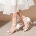 Women's Shoes toed sandals satin bow applique one strap fairy dress luxury wedding shoes exquisite high end_vogvips.com