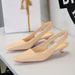 5128 European And American Fashion Simple Women's Shoes With Cone Patent Leather Pointed Toe, Low Heel, Hollow Out_vogvips.com
