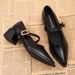High-quality Soft Popular Style Elegant Shallow-cut Chunky Heel Women's New Pointed-toe Mid-heel Commuting Shoes,_vogvips.com