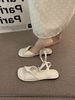 STRIDEO Fairy French Cream White Open-toed Sandals Women's Flat 2026 New Summer Evening Wind Soft-soled Holiday Roman Shoes_vogvips.com