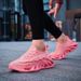 Fashion Purple Running Shoes Unisex Knit Breathable Platform Men's Casual Sneakers Outdoor Non-slip Lace-up Women's Sports Shoes_vogvips.com