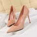 825-3 Korean Style Fashion Simple Stiletto Suede Shallow Pointed Toe High Heels Women's Sexy Slimming Single Shoes_vogvips.com