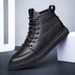 High-top Shoes Men's Board Shoes Irst-layer Cowhide Men's Cotton Shoes With Leece To Keep Warm Large-size Men's Short Boots_vogvips.com