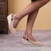 Women's Shoes Wedge Heel Square Toe Thick Bottom High Heel Closed Toe Slip On Straw Braided Rope Bottom One Piece Women's Single Shoes_vogvips.com