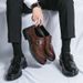 Euro Step Spring New Fashion Trend Large Size 46 Brogue Leather Shoes For Men Business Formal Buckle Thick Sole Height Increasing_vogvips.com