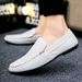 Men's Leather Shoes White Flat Stripe Male Casual Shoe 2025 Trend Common Retro Classic Original Summer Sale Low Price_vogvips.com
