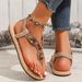 Women's Retro Casual Roman Flat Non-slip Beaded Sandals_vogvips.com