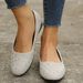 2025 Spring And Autumn Edition Matte Round Head Water Diamond Flat Bottom Casual Large Single Shoe Women's Shoes_vogvips.com