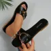 Women's Shoes Fashionable Slippers Classic And Versatile Solid Color Metal Decoration Square Toe Flat Sandals_vogvips.com