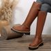 Winter Thigh Boots For Women Retro Style Round Toe British Equestrian Design Winter New Style Belt Buckle_vogvips.com