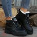 Women's Shoes Winter Warm Lace-Up Mid-Calf Boots With Faux Fur Lining, Platform Sole & Round Toe For Casual Comfort High Top Short Boots Shoes_vogvips.com