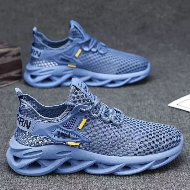 Summer Men's Shoes New Breathable Hollow Mesh Shoes Men's Sports Shoes Trendy Versatile Thick-soled Casual Fly-woven Shoes Men_vogvips.com