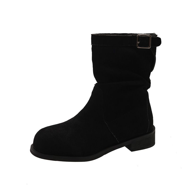 2026 Chunky Heel Retro Mid-Calf For Women New Autumn Winter Super Popular Round Toe Slip-On Short Casual Martin Boots_vogvips.com