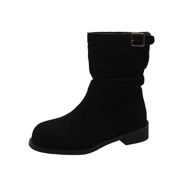 2026 Chunky Heel Retro Mid-Calf For Women New Autumn Winter Super Popular Round Toe Slip-On Short Casual Martin Boots_vogvips.com