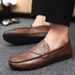 New Autumn Men's Loafers, Korean Style Breathable Casual Leather Shoes, Trendy Versatile Slip-on Sneakers, Non-slip_vogvips.com