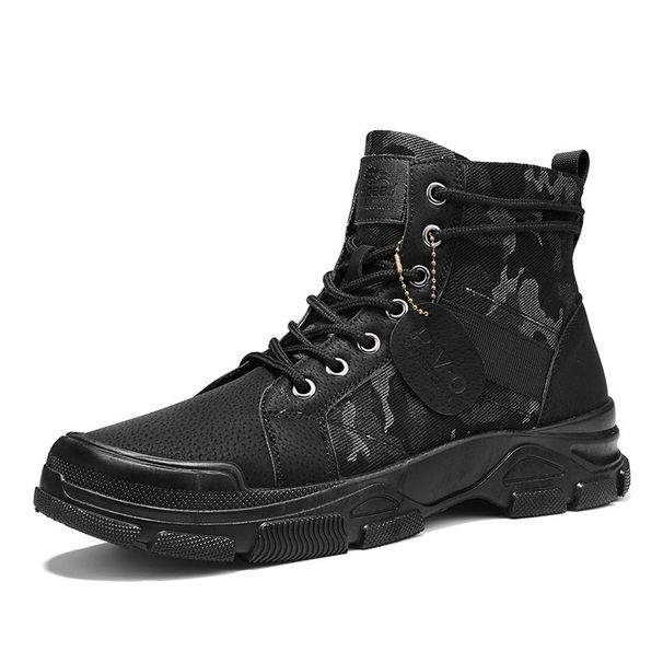 European Warm Series Martin Autumn Mid-top Men's Boots Thick Sole Fashion Versatile Lace-up Work Shoes For Men_vogvips.com