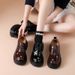2026 Summer Leather Loafers For Women – Round Toe Low-Heel Lace-Up Platform Shoes With Breathable Textile Insole And Durable Rubber Sole_vogvips.com