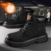 Men's Martin Boots Inner Height Increase Thick-soled Kick Does Not Break Outdoor Mountaineering Tooling Shoes Mid-top Height - Version Leather_vogvips.com