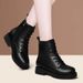 Real Soft Leather Martin For Women, Fleece-Lined Mid-Heel Winter New Women's Cotton Shoes, Flat Heel, Thick Sole,_vogvips.com
