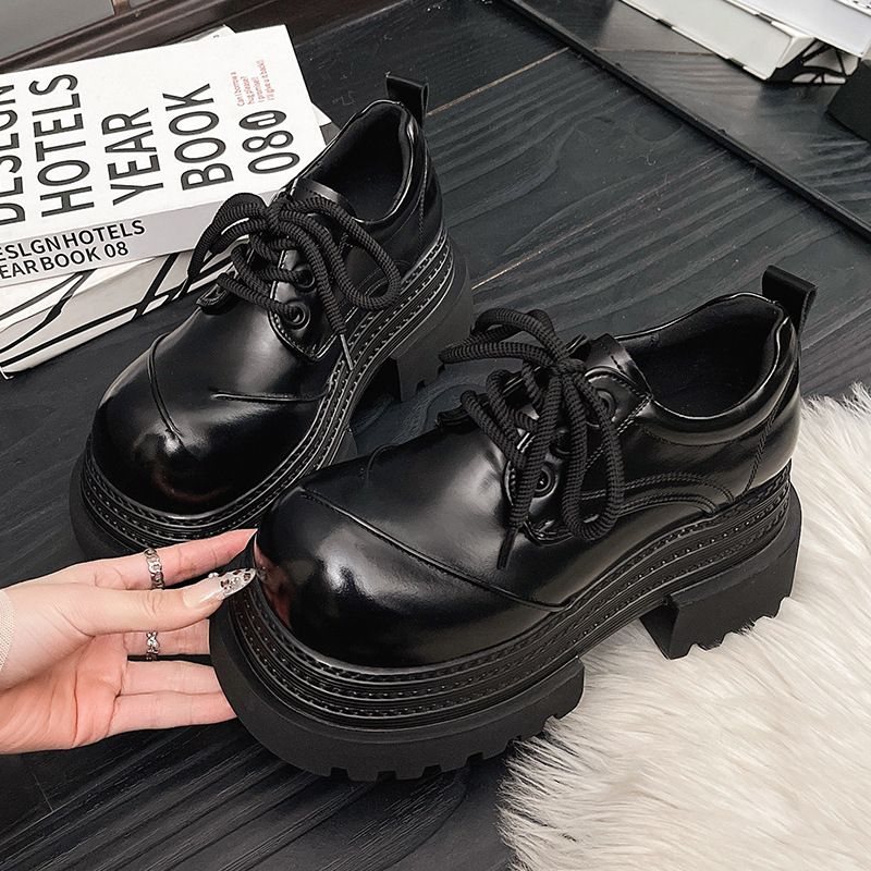 Loafers Early Muffin Soles Are Heightened, Thick-soled, Polished Small Leather Shoes, Women's Shoes_vogvips.com