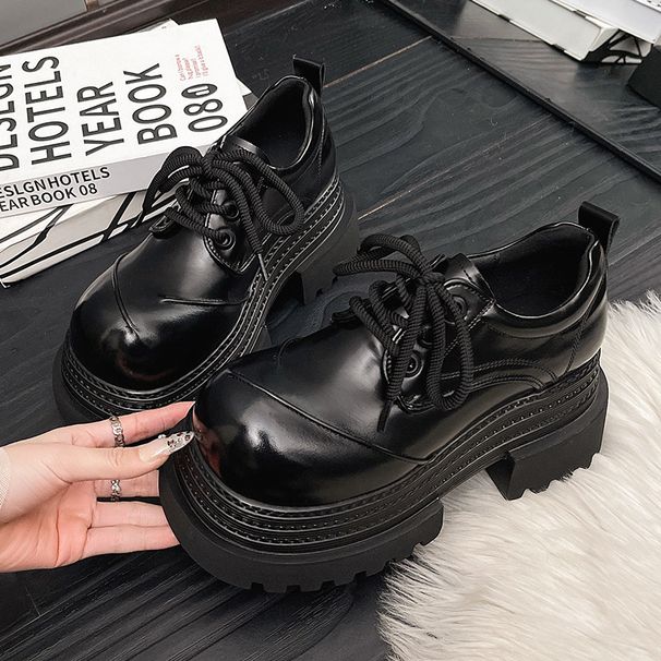 Loafers Early Muffin Soles Are Heightened, Thick-soled, Polished Small Leather Shoes, Women's Shoes_vogvips.com