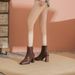 7798-3 American Brown Short For Women 2024 New Square Toe High Heel Melard Style Martin Boots_vogvips.com