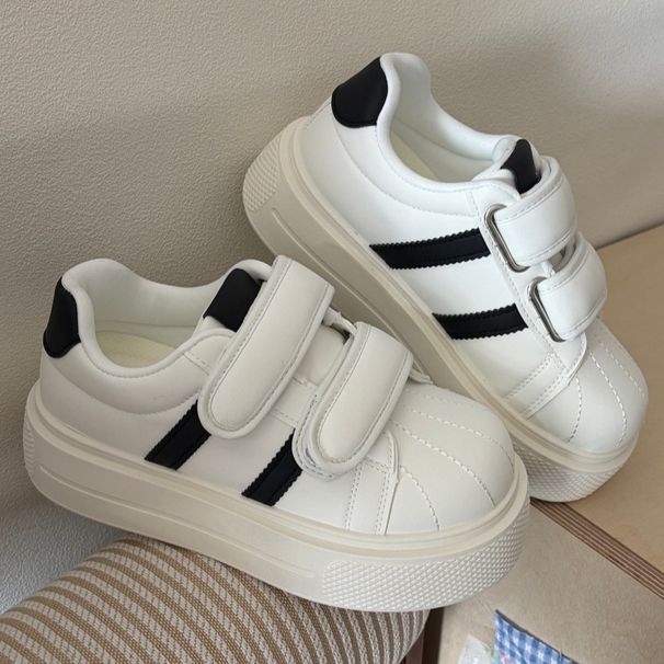 Women's Shell Toe Platform Sneakers Velcro White Casual Shoes Height Increasing Training Spring Style New 2026_vogvips.com