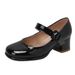Cross-border Foreign Trade Women's Mary Jane Patent Leather, Round Toe, Chunky Heel, Buckle Strap, Simple High-heeled_vogvips.com
