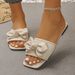 Plus Size Women's Bow Tie Flat Sandals Summer Wear Style Comfortable Square Toe Beach Shoes_vogvips.com