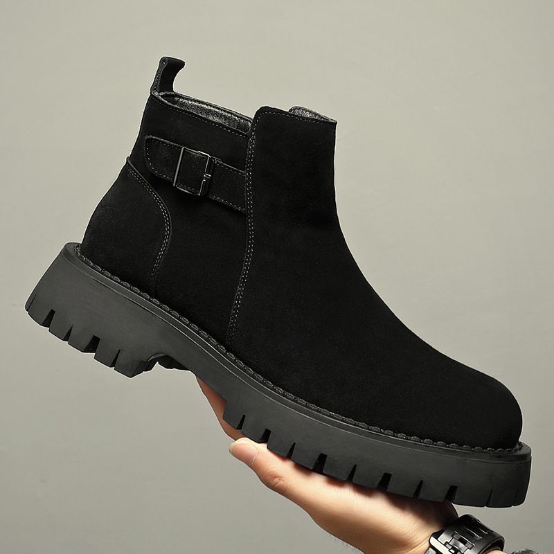 Martin Boots Tooling Korean Version Men's Chelsea Boots Men's Non-slip Wind Leather Men's Mid-top Leather Shoes_vogvips.com
