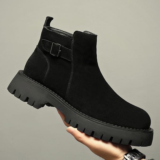 Martin Boots Tooling Korean Version Men's Chelsea Boots Men's Non-slip Wind Leather Men's Mid-top Leather Shoes_vogvips.com