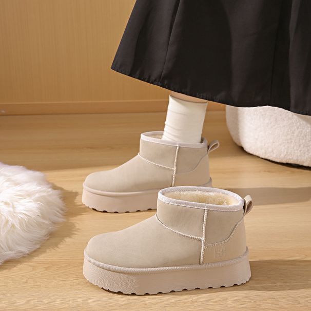 Versatile Western Style Snow Boots For Women New Winter Short Tube Fashion With Plush And Thick Outer Wear Trend,_vogvips.com