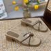 Chunky-heeled -style Versatile For Women, 2026 New Summer Vintage Bow Transparent Mid-heel Slide Sandals_vogvips.com