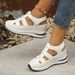 Women's Summer Platform Sandals Slip-On Hollow Out Breathable Thick Bottom Shoes Large Size Magic Tape Flats Size_vogvips.com