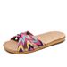 Summer Women Linen Slippers Home Ladies Lightweight Indoor Anti Slip Shoes Thick Sole Beach Slides Bohemian Style_vogvips.com