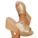 Women's Open Toe Peep Toe Wedge Sandals Fashion Summer Thick Sole Plus Size Strappy Sandals_vogvips.com