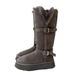 Warm Gray Boots For Women 2024 Winter New Thick Sole Height Increasing Fleece Lined Thickened Long Snow Cotton Shoes_vogvips.com
