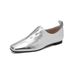 2024 Autumn Simple Square Toe Leather Soft Sole Slip-On Loafers Flat Shoes For Women_vogvips.com