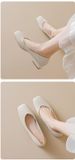 Grandma Shoes Women's Thick Heel French Single Shoes Medium Heel Shallow Mouth Evening Women's Shoes_vogvips.com