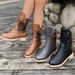 Women's Winter Plus Size Ankle Boots Back Zipper Riding Low Heeled Studded_vogvips.com