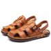 Sandals In Summer, Genuine Leather Bag Top, Sandals Men Outdoor Wear And Driving, Non Slip Beach Shoes For Men, Trendy_vogvips.com